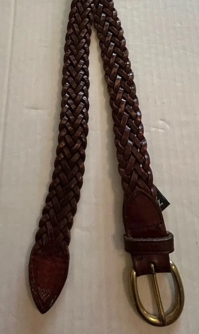 Brighton Brown Genuine Leather Braided Woven Belt Men's Size 36 Style 33113